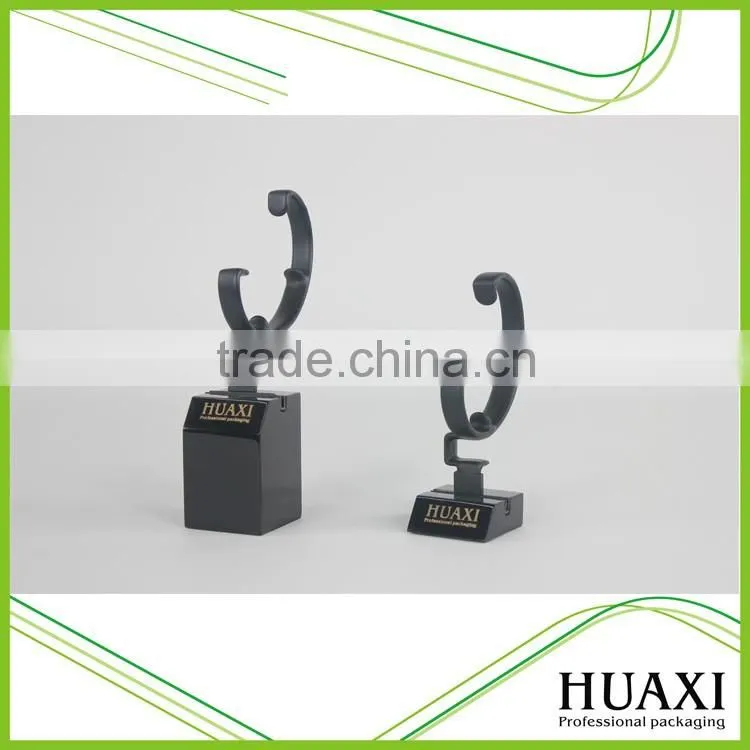 Wooden Black Square Single Watch Display Stand With C Ring