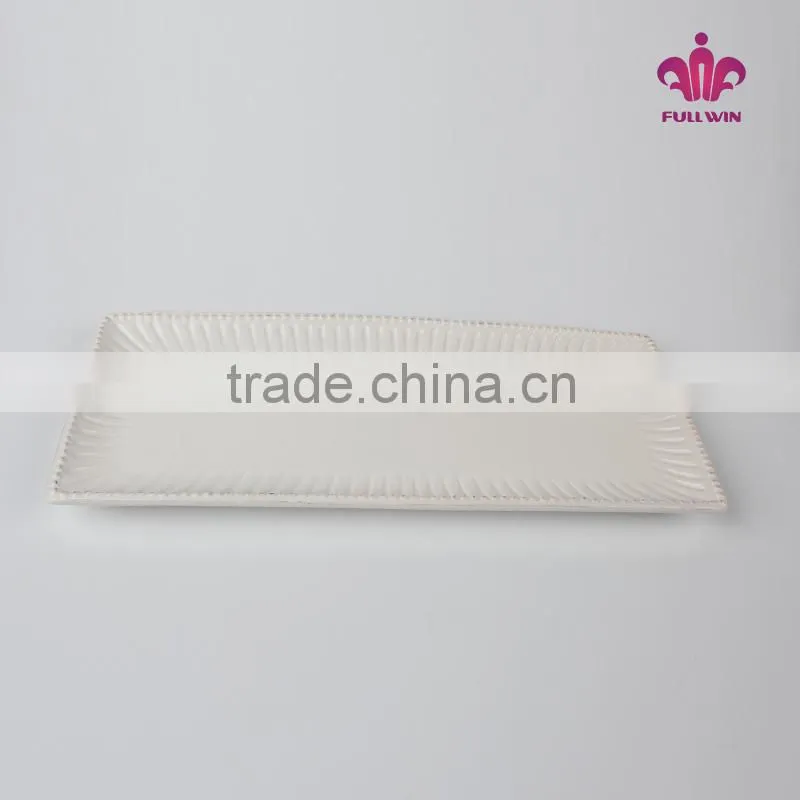 New Ceramic Dinner serving Retangle Platter White/Cream/Green color