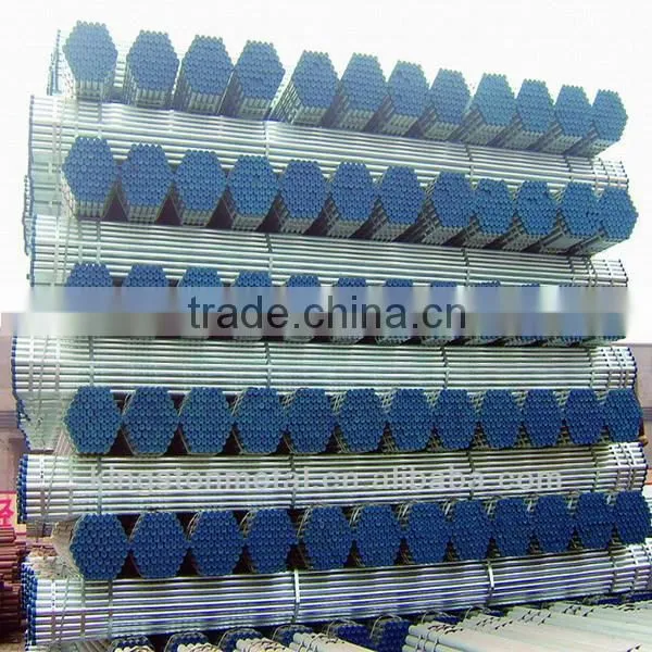 ERW GI Steel Pipes painted words with plastic cap threated with coupling pipe