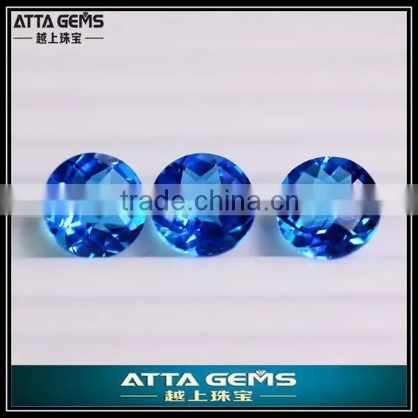 rich quantity cheap gems- aquamarine round checker cut glass