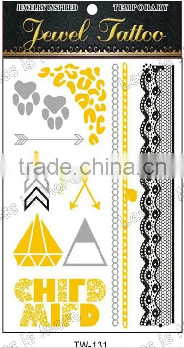 Wholesale Fashion Design Body Art Gold Metal Flash Tatoos