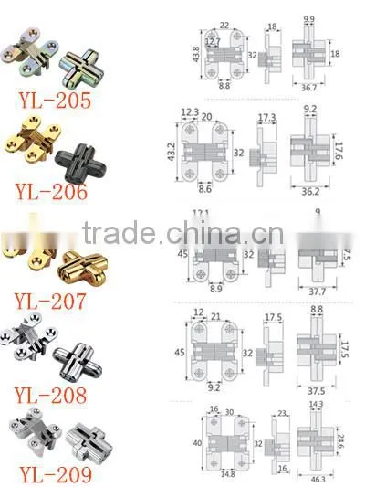convex cross hinge zinc alloy Soss door hinge conceal cabinet hinge from China manufacture