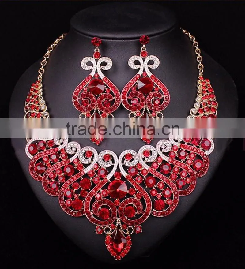 fashion jewelry crystal bead African Handmade crystal Rhinestone jewelry set 18k gold jewelry