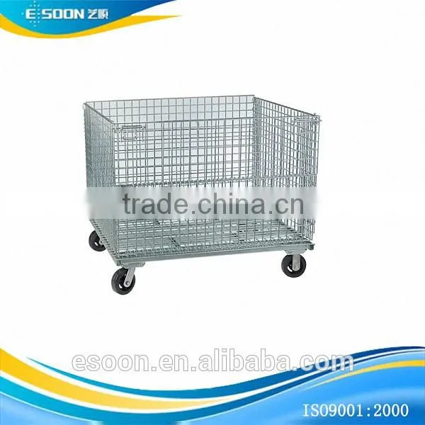 Box Wire Cage/wheel Metal Bin/pallet cargo trolley