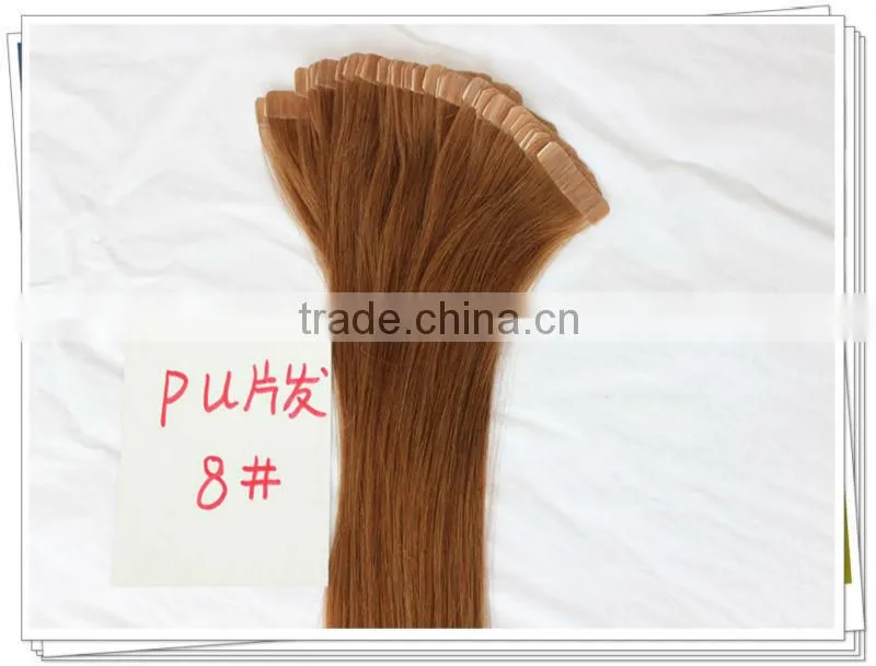 Worker hand-made 100% virign human hair pu/skin weft/weaving