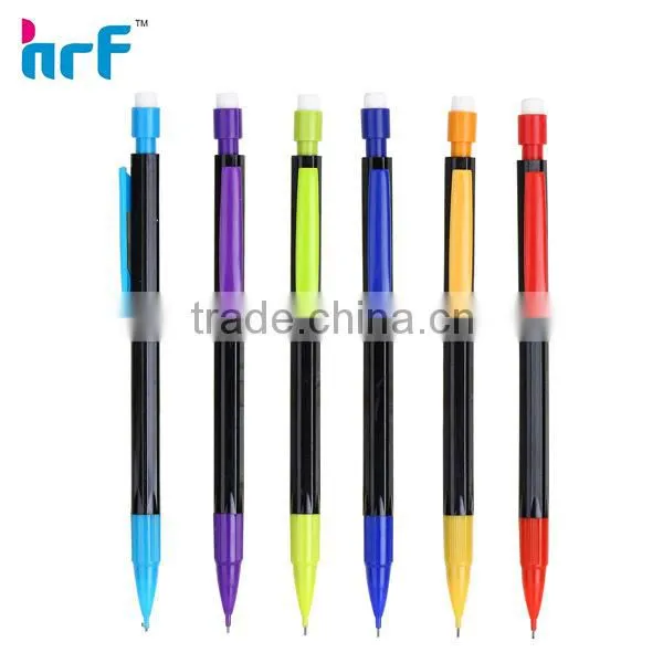 Comfortable rubber grip plastic mechanical pencils with eraser