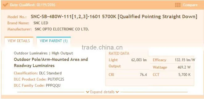 cold white color temperature high lumen 480w led shoebox light dlc ul cul approved