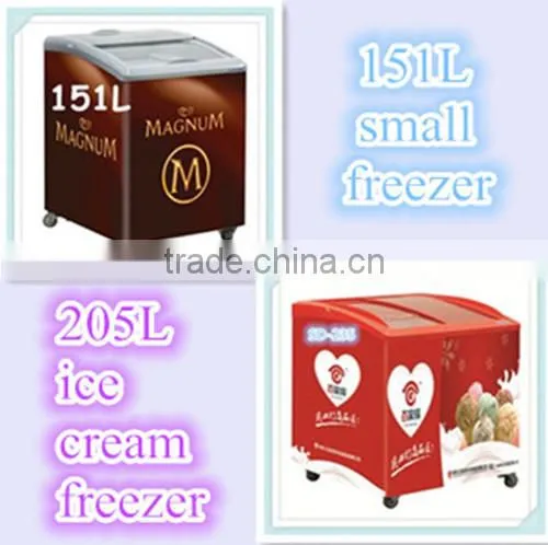Mid-level seriles freezer sliding glass door chest freezer display freezer