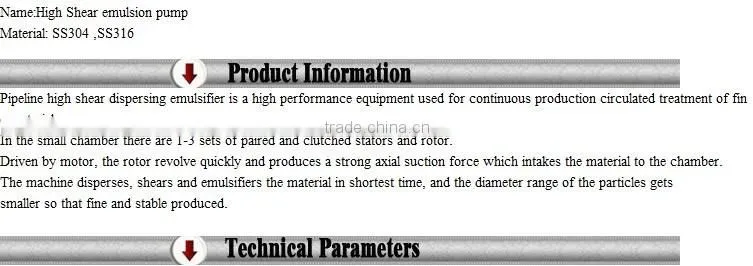 Inline high shear three stage homogenizer pump