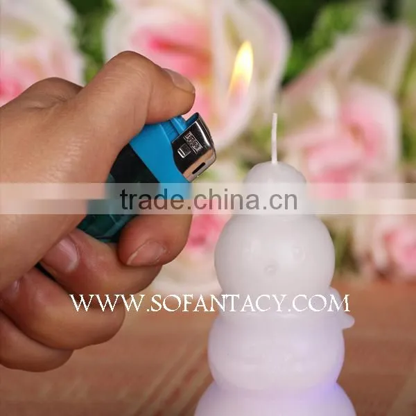 snowman shape paraffin wax led candle.colour changing led wax candle wedding decoration