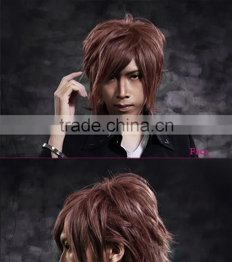 High quality New fashion style Heat Resistant Fiber afro wigs men