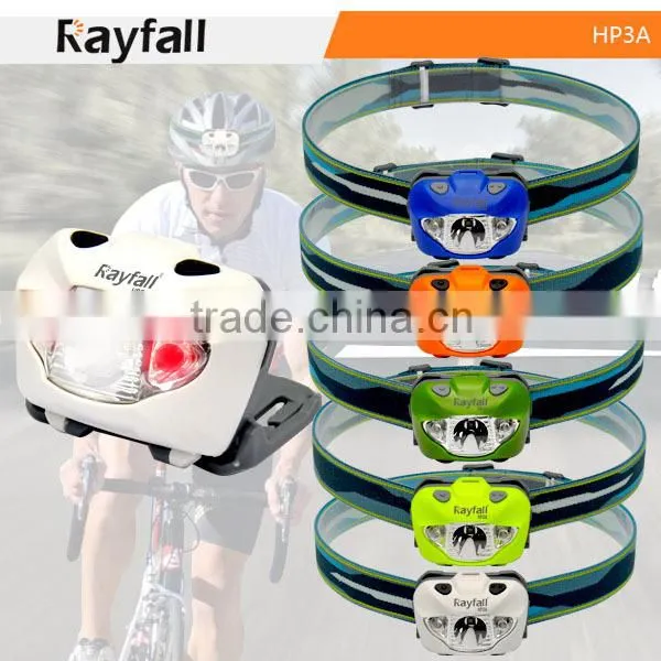 Customized color 3 led motion activated led waterproof headlamp