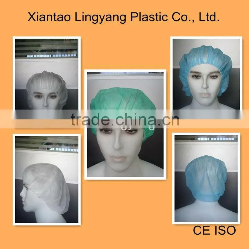 2014 Hot Sale Disposable Round Nonwoven Hospital Bouffant Nurse Cap