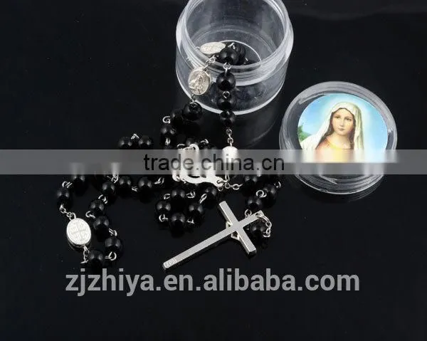 Black resin beads cross pendant necklaces jewelry fashion