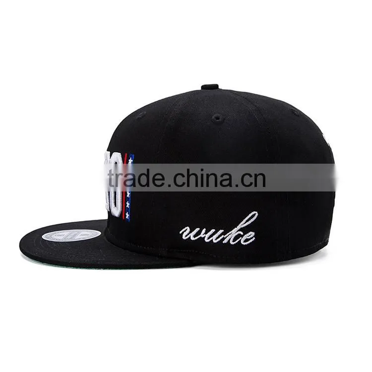 custom flat peak design your own snapback cap with 3d embroidery