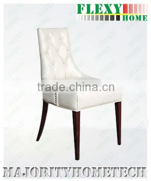 Hotel dining chair PU Genuine Leather Beech wood frame with floor glide cherry PU laquered---Yvelines