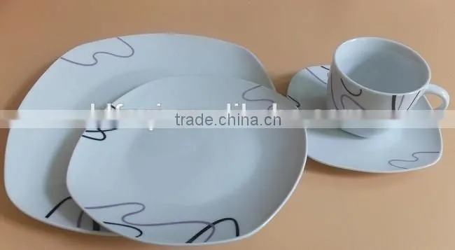 Ceramic porcelain tableware dinner sets with simple design porcelain dinnerware item square crockery dinner sets
