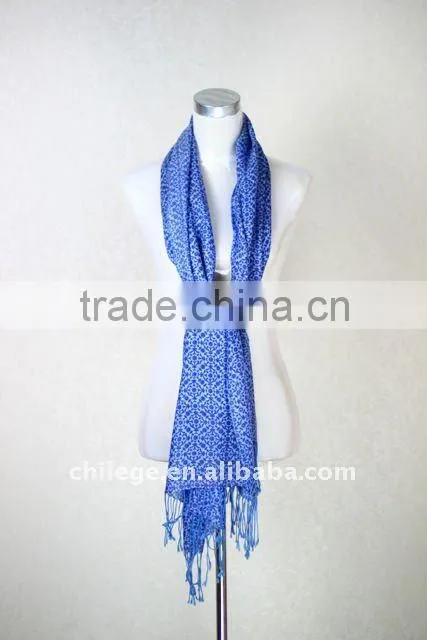 silk/wool blended printed scarf
