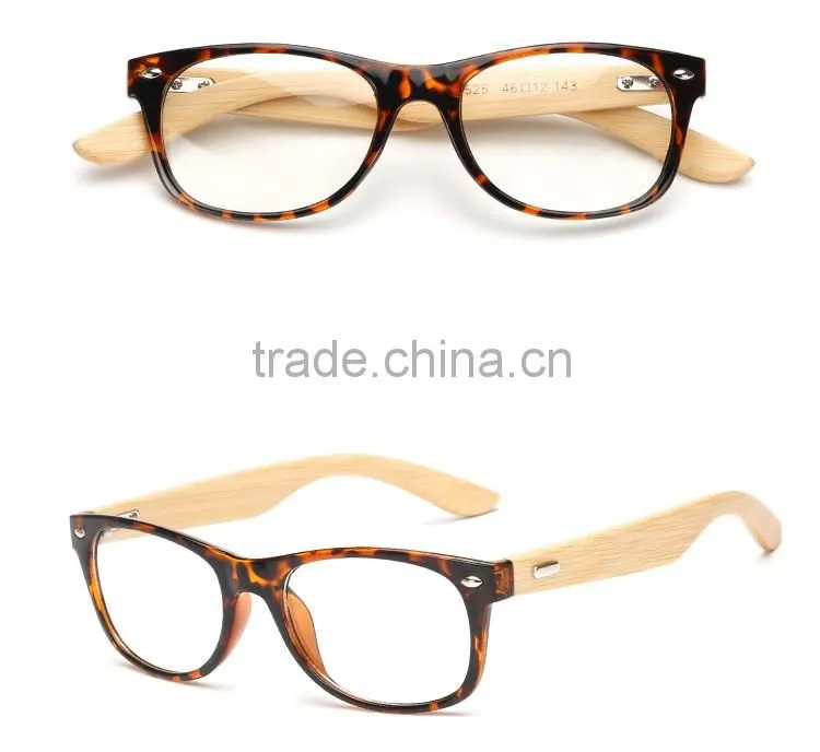 hot fashionable clear lenses plastic frame and bamboo temple optical reading glasses