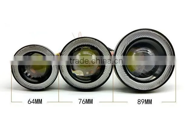 Super Bright 3 Inch LED Fog Lights with Blue COB Halo Angel Eye Rings Car DRL