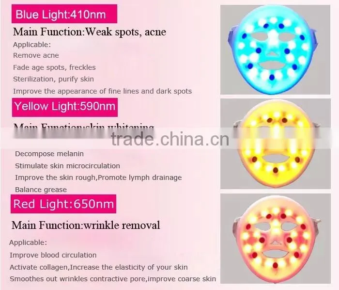 2016 Factory wholesale facial mask pdt led photon colors led lights face mask for sale