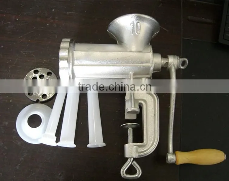 manual cast iron electro-plated tin meat mincer No.8 plastic funnels