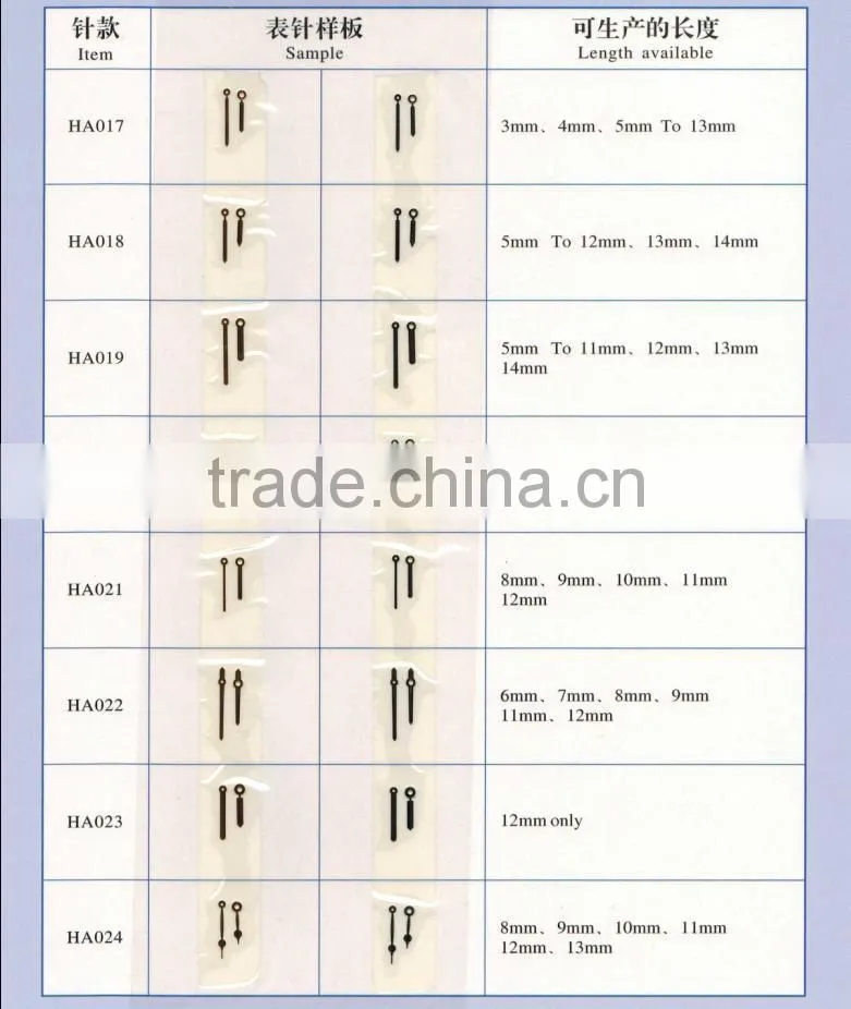 gold plating diamond cut watch hands without luminous