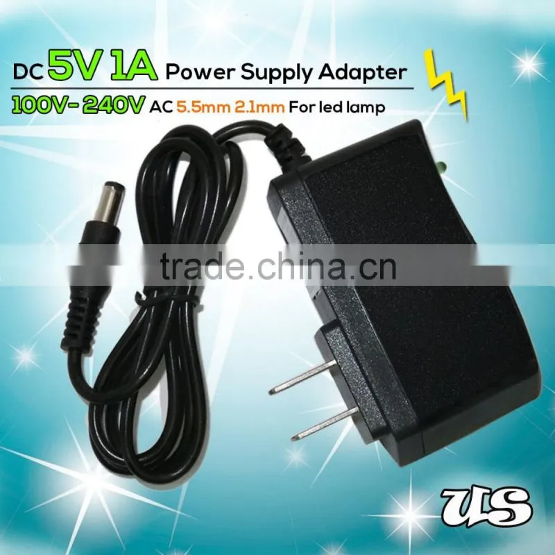 Durable DC 5V 1A Power Adapter AC 100V- 240V 5.5mm 2.1mm AC/DC Adapter US Plug
