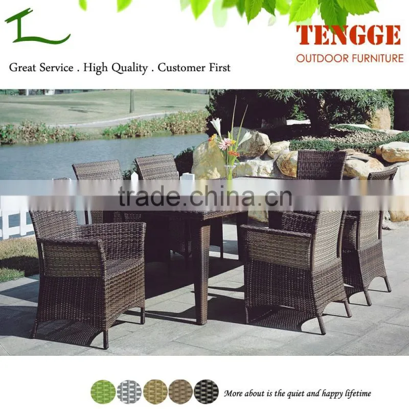 6 chair and 1 table rattan wicker restaurant outdoor furniture
