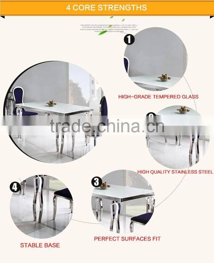 TH287 Stainless steel cheap price glass top dining table