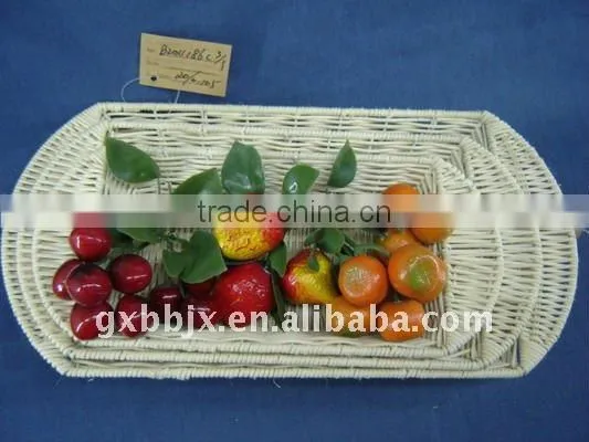 Rectangle rattan iron frame storage fruit tray