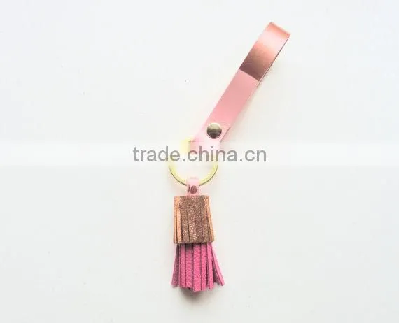Colorful Leather Fringe Keychain Purse Charm Twister Tassel Key Holder