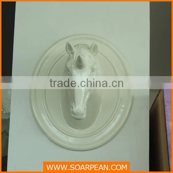 golden fiberglass horse head sculpture