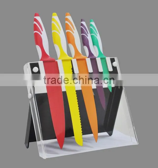 colorful non-stick coating knife set in EVA gift box