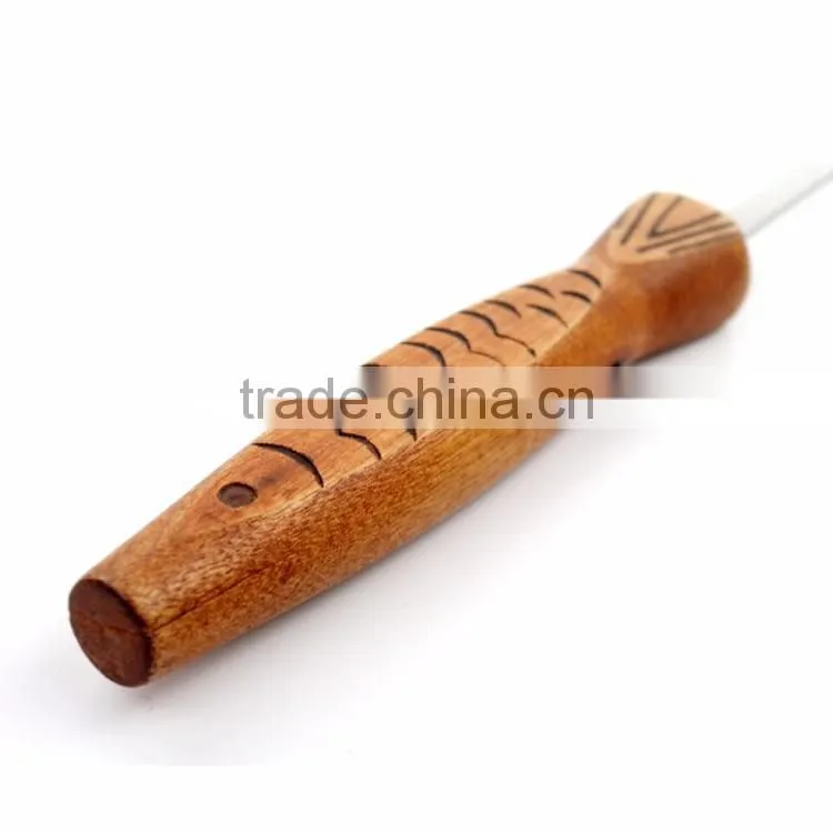 8pcs stainless steel sticks/skewer set with wooden handle in gift boxes
