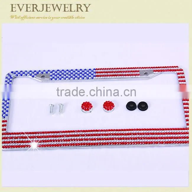 Light and sparkling red diamond car license number plate