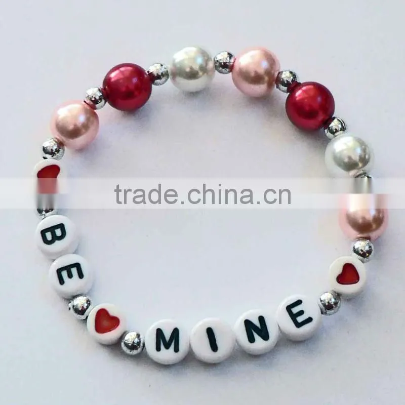 fashion pearl bead bracelet for baby, little girl holiday jewelry, ladybug charm bead bracelet for children