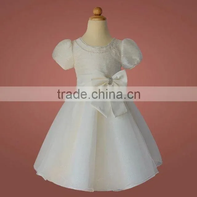 Best selling fashion baby girl Short Sleeve Summer Princess Party dress lace dress Bid Bow-knot low price kids clothes