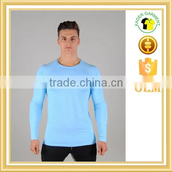 Muscle fit mens plain long sleeve t shirt