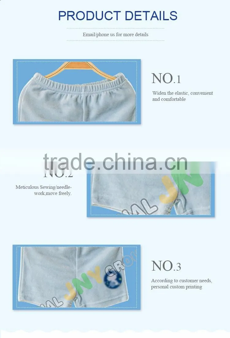 Plain Designer Blue Baby Boy Cotton Short Velvet Pants Or Baby Capri Pants