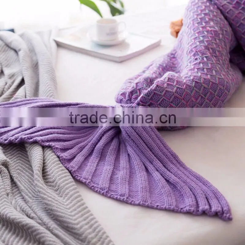 2017 NEW girl Beautiful striped knitted Mermaid Sofa Tail blanket