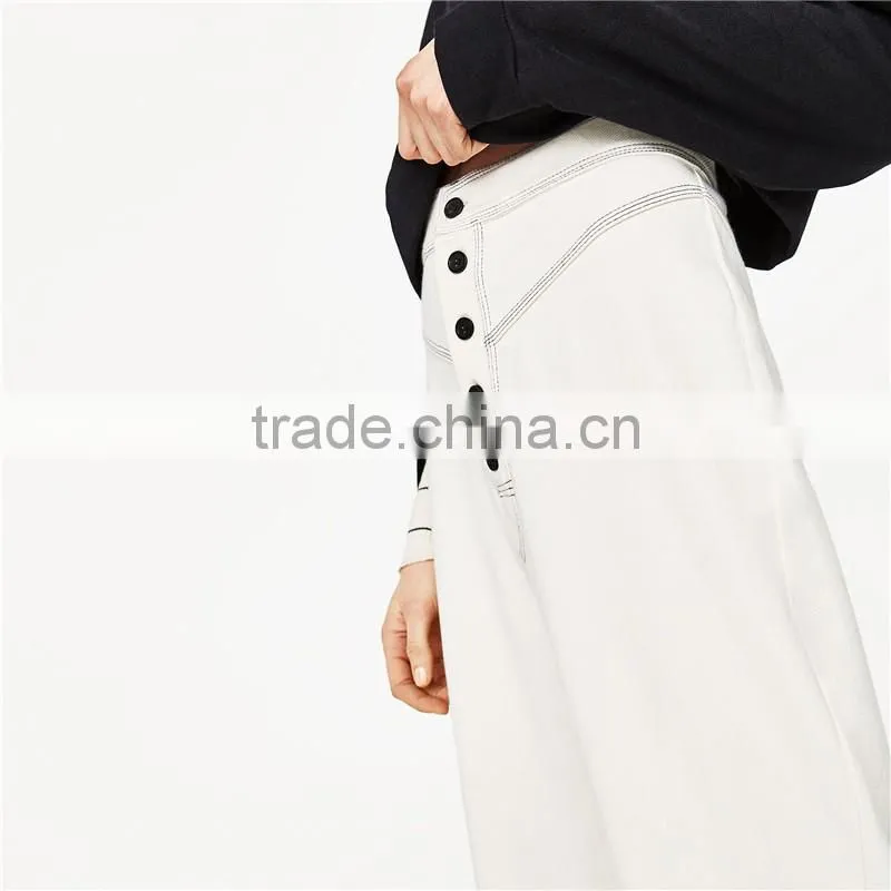 Peg-leg Trousers Cotton White Pants for Women