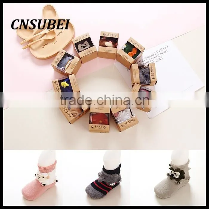 3D animal cartoon design non-slip new born baby fashion soft socks for infant