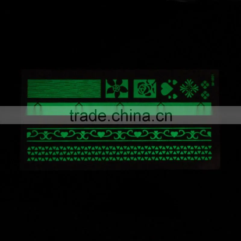 Custom Available Mixed Pattern Metallic Glow In The Dark Waterproof Temporary Tattoo Stickers