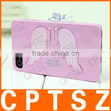 Wings Fashion Stents TPU Plastic GEL Kick Stand Hard Shell Back Case Cover Protector Ice Cream Color For Apple For iPhone 4,4S,5
