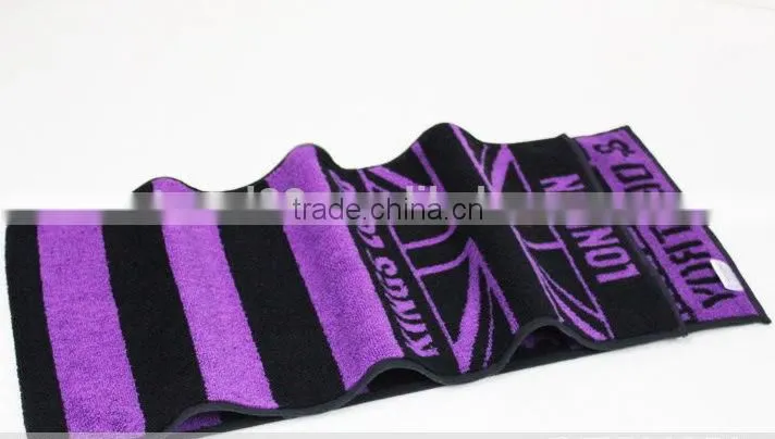100% cotton yarn dyed jacquard woven logo gym towels