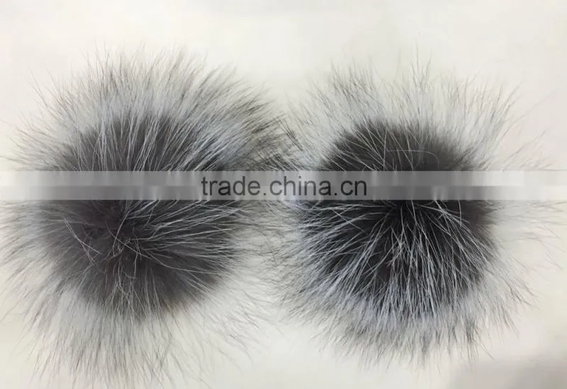 YR1042 Real Silver Fox Fur Pom Pom for Shoes Decorations