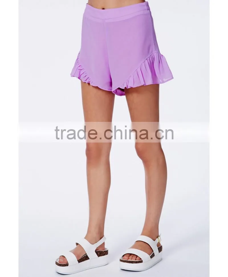 Custom Summer Clothes Women Purple Sport Shorts,Wholesale latest Design Casual Shorts for Women