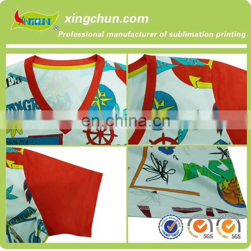 New fashion style V-neck kid's T shirts for dye sublimation printing