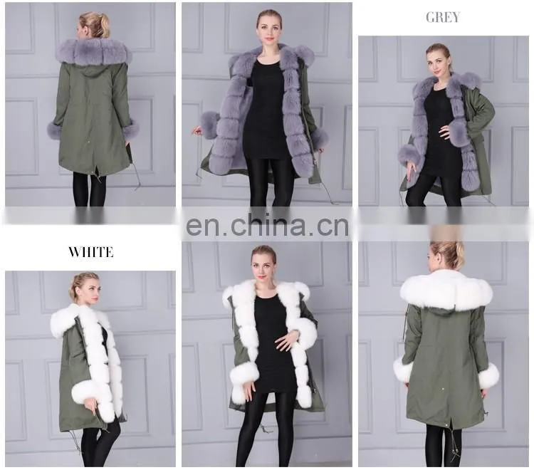 Couple style fashion long natural fur coat fur trim